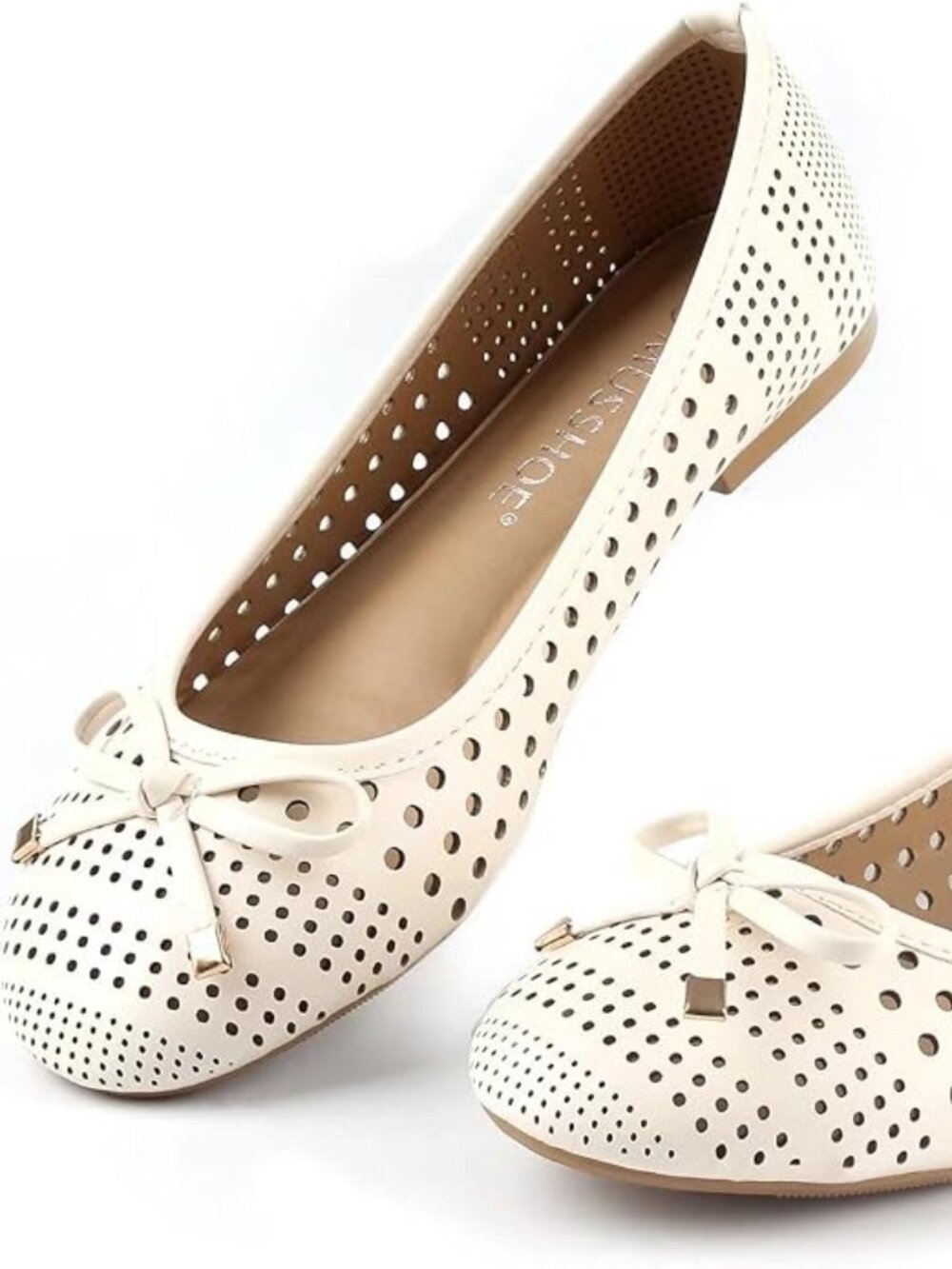 Breathable Summer Women Flats Cream